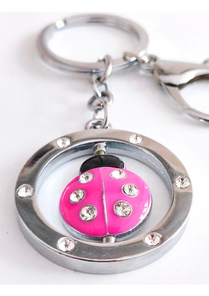 Ortası Hareketli Uğur Böceği Halka Metal Anahtarlık