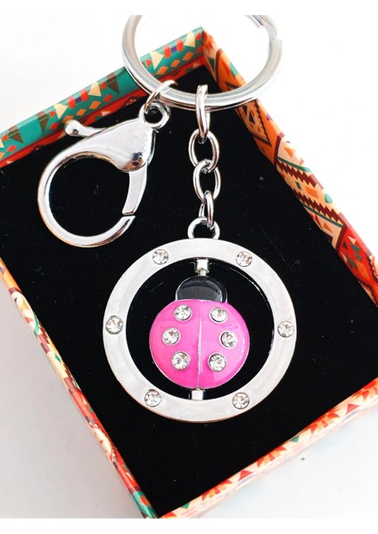 Ortası Hareketli Uğur Böceği Halka Metal Anahtarlık