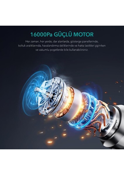 Shibumi Tornada 100 Watt 6000 Mah 16000PA Çekiş Gücü 8 Adet Başlıklı Şarjlı Süpürme Aleti Güçlü Üfleme Oto Araç Içi Süpürge modelleri