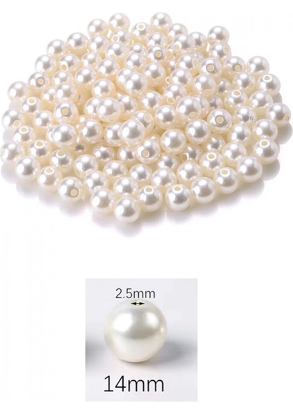 1.000 Gram (1 Kg.) 14MM Krem Renk Plastik Inci Boncuk Çanta ve Takı Yapım Boncuğu (~540 Adet) fiyatları