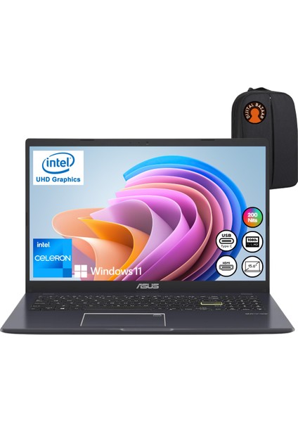 Vivobook Go 15 Celeron N4500 4gb Ram 256GB SSD 15.6" Fhd W11 Taşınabilir Bilgisayar+Djt Çanta