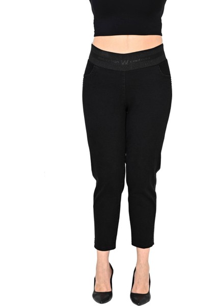 Kadın Büyük Beden Siyah Boru Paça Yüksek Bel Toparlayıcı Pantolon fiyatları