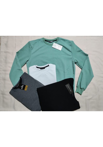 Unisex Bisiklet Yaka Sweatshirt