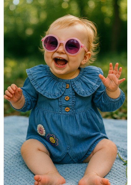 Kız Bebek Çiçek Nakışlı Pamuklu Sevimli Kot Tulum