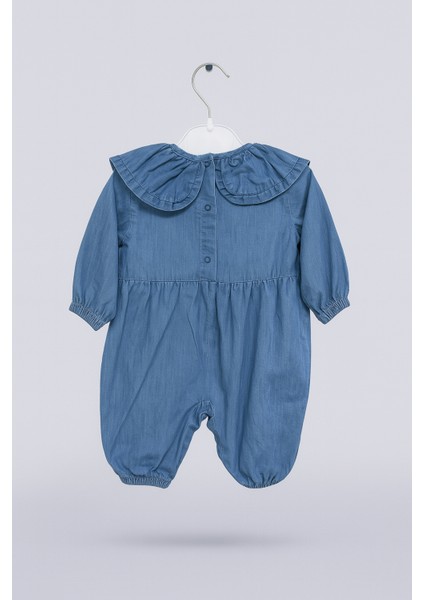 Kız Bebek Çiçek Nakışlı Pamuklu Sevimli Kot Tulum fırsatları