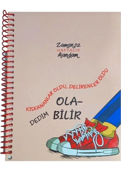 Zamansız Haftalık Ajanda Planlayıcı, Resimli, Spiralli, Sticker'lı Planlayıcı Ajanda