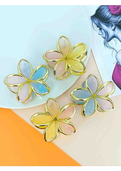 Lotus Model Gold Kenar Detaylı Soft Mavi Renk 8 cm Akrilik Mandal Toka fiyatları