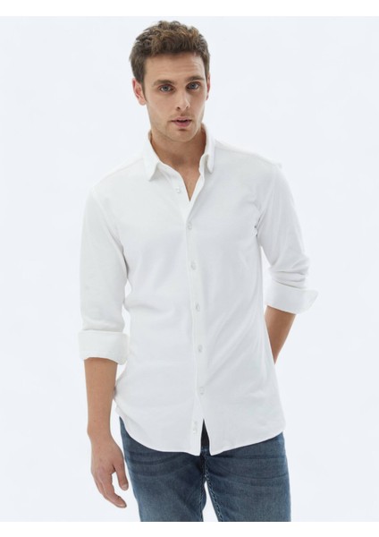 Beyaz Düz Regular Fit Dokuma Casual %100 Pamuk Gömlek fiyatları