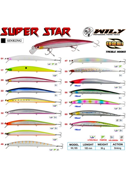 Süper Star 18.5 cm Maket Balık 36 gr (Sinking) Yem