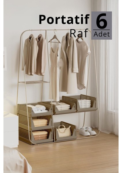 Mithra Life 6 Lı Kayar Raf Organizer – Bej Rengi Dolap Içi Kıyafet, Aksesuar Düzenleyici MIT1260