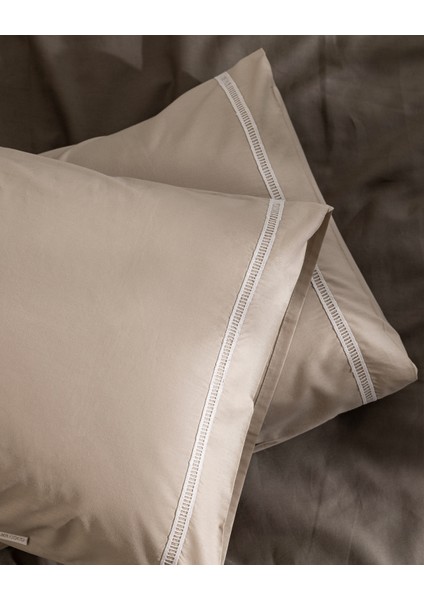 Modena %100 Pamuk 2'li Yastık Kılıfı - Bej/beyaz fırsatları