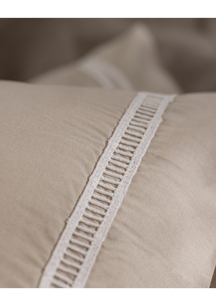 Modena %100 Pamuk 2'li Yastık Kılıfı - Bej/beyaz indirimleri