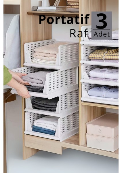 Mithra Life 3 Lü Kayar Raf Organizer – Beyaz Dolap Içi Kıyafet, Aksesuar Düzenleyici MIT1261