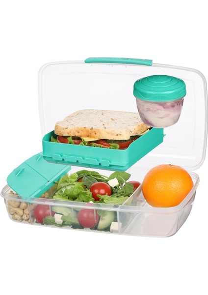 To Go Collection Büyük Bento Kutusu Plastik Öğle Yemeği ve Yiyecek Saklama Kabı, 7,4 Fincan, Çok Bölmeli, Renk Değişimi | Bpa Içermez, Büyük Boy (4'lü Paket)