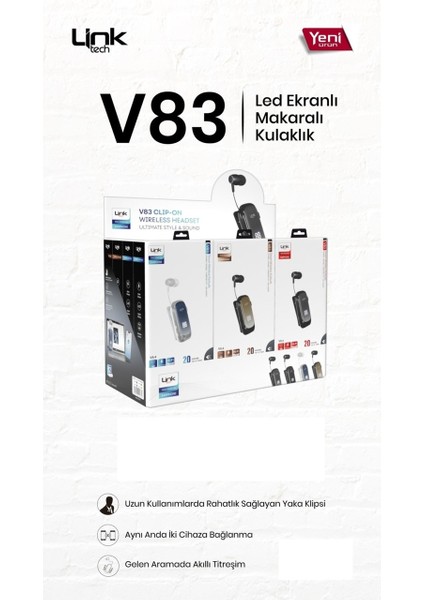 V83 Bluetooth Kulaklık Ekranlı Makaralı Titreşimli modelleri