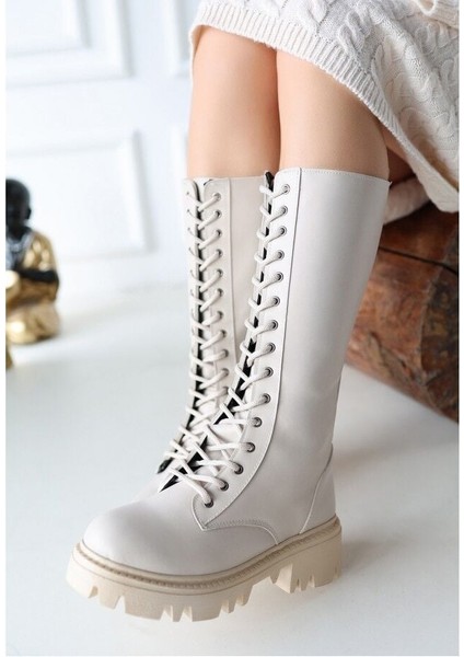 Fresco Scafrs Bej Cilt Bağcıklı Çizme 256023 39 fırsatları