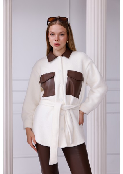 Kontrast Detaylı Kemerli Gömlek Ceket fiyatları