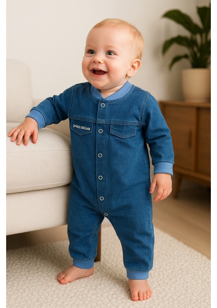 Bebek Unisex Pamuklu Space Dream Kot Tulum