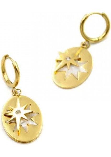 Kutup Yıldızı Sallantılı Küpe - Altın