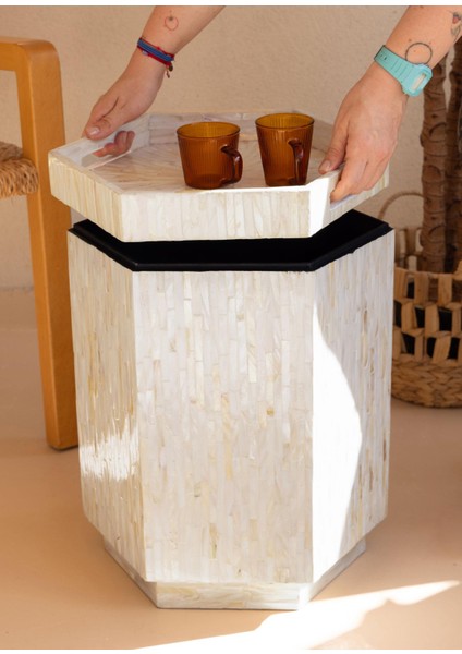 Sedef Tabure Yan Sehpa 38X33X47 cm TLC0131 fiyatları