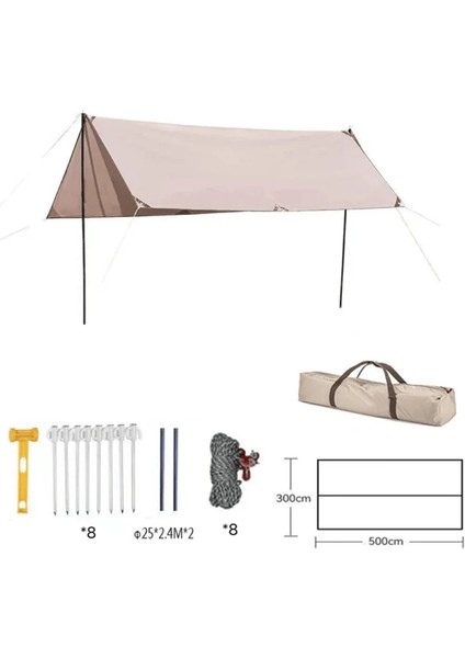 Glamping 500*300 cm Tarp Güneş ve Rüzgar Koruma Tentesi