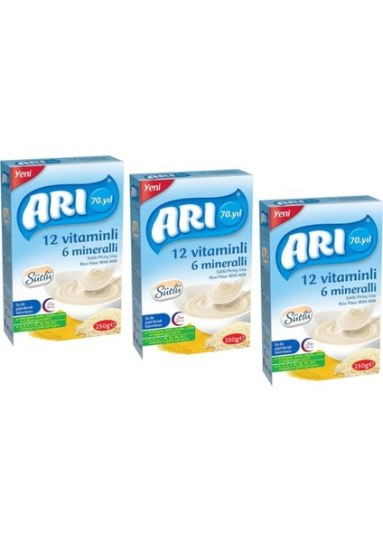 Mama 12 Vitaminli 6 Mineralli Sütlü Pirinçli Sade 250 gr - 3 Adet
