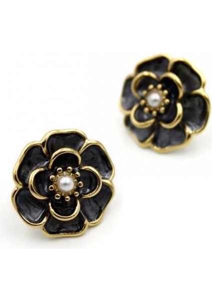 Çiçek Küpe - Siyah