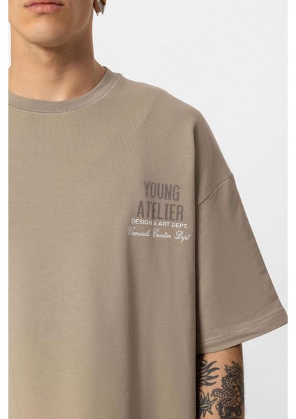 Young Atelıer Baskılı Oversize Eşofman Takım Vizon indirimleri