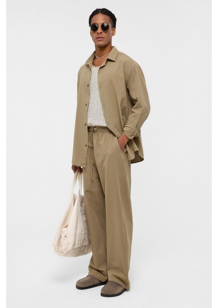 Basic Oversize Keten Takım Haki fiyatları