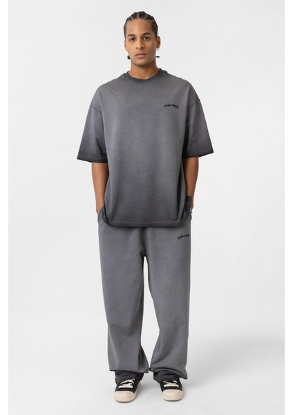 Yıkamalı Oversize Eşofman Takım Siyah