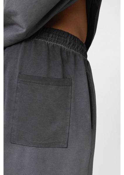 Yıkamalı Oversize Eşofman Takım Siyah indirimleri