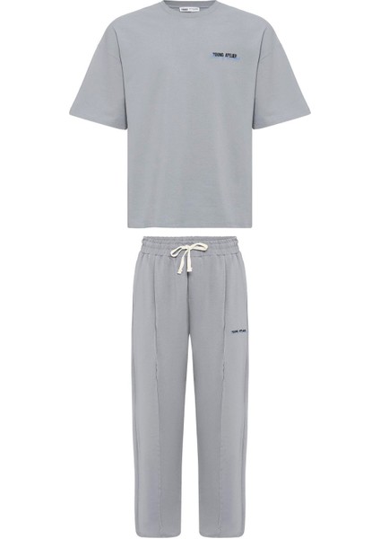 Paça Yırtmatçlı Oversize Eşofman Takım Gri fiyatları