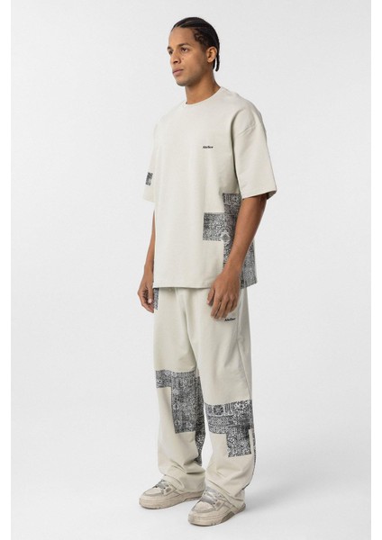 Etnik Desenli Oversize Eşofman Takım Buz Grisi fiyatları