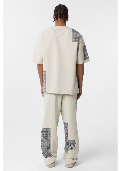 Etnik Desenli Oversize Eşofman Takım Buz Grisi modelleri