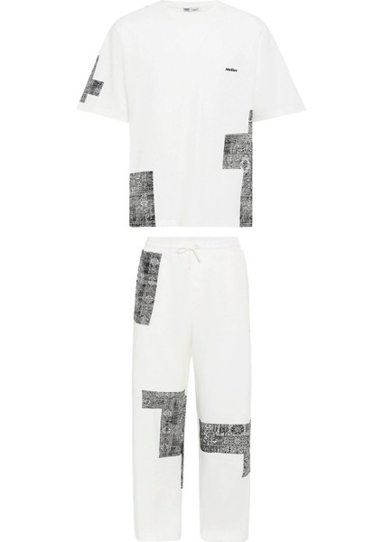 Etnik Desenli Oversize Eşofman Takım Ekru fiyatları