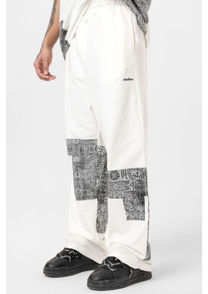 Etnik Desenli Oversize Eşofman Takım Ekru modelleri