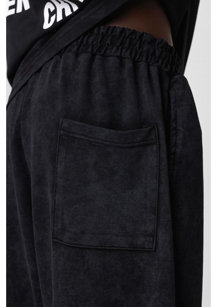 Yıkamalı Arka Baskılı Oversize Eşofman Takım Siyah fiyatları