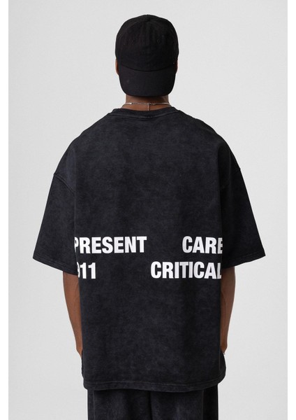 Yıkamalı Arka Baskılı Oversize Eşofman Takım Siyah indirimleri