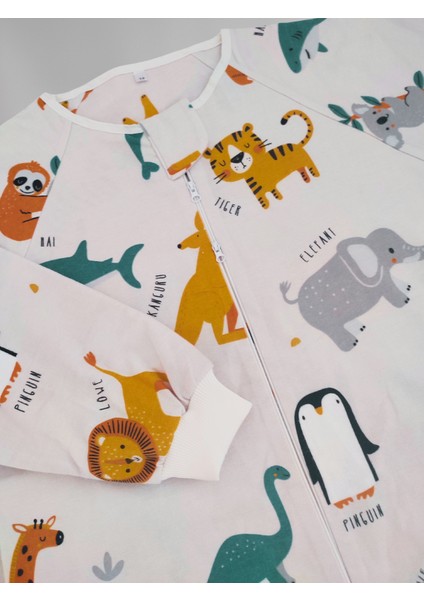 Pamuk Pazen Uzun Kollu Unisex Kışlık Çocuk Uyku Tulumu %100 Pamuk Hayvan Desenli 20-24 Derece 1 Tog modelleri