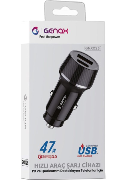 Genax 47W Hızlı Araç Şarj Cihazı – USB + Type‑c Çift Çıkışlı | Pd & Qc 3.0 Destekli GNX023 fırsatları