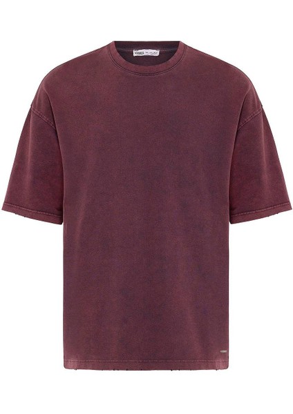 Basic Yıkamalı Oversize Şort Takım Bordo fırsatları