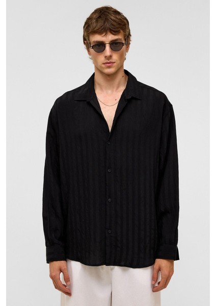 Oversize Uzun Kollu Modal Kumaş Gömlek Siyah fiyatları