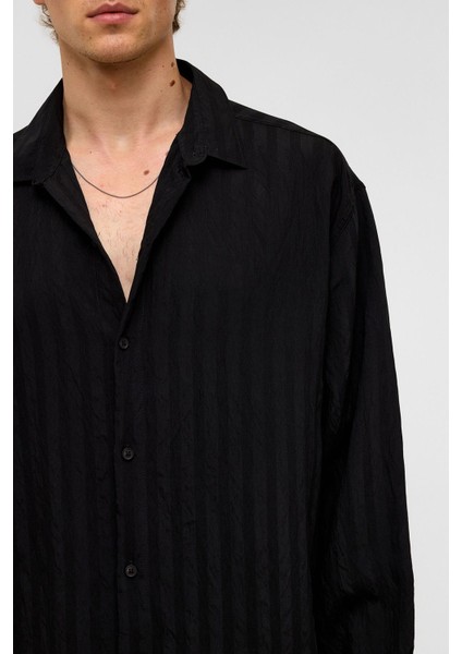 Oversize Uzun Kollu Modal Kumaş Gömlek Siyah fırsatları