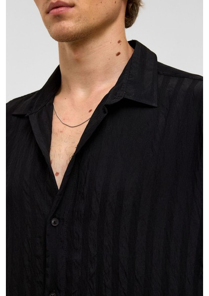 Oversize Uzun Kollu Modal Kumaş Gömlek Siyah indirimleri