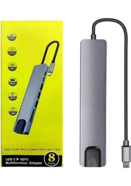 Macbook Pro/air Uyumlu USB Type-C 8 In 1 Hub Dönüştürücü Çevirici Çoklayıcı USB Hdmı Micro Sd 8 Girişli fırsatları