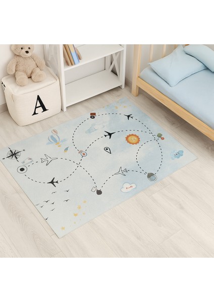 Efta Halı Uçak ve Yolculuk Temalı Çocuk Halısı