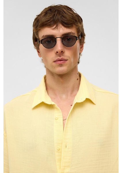 Oversize Kısa Kollu Müslin Kumaş Gömlek Sarı fırsatları