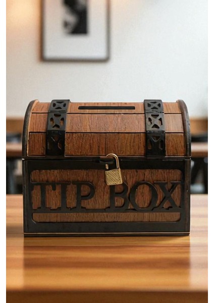 Tip Box- Bahşiş Kutusu - Kumbara “sandık Tipi Tipbox” Ceviz Renk fiyatları