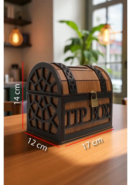 Tip Box- Bahşiş Kutusu - Kumbara “sandık Tipi Tipbox” Ceviz Renk modelleri