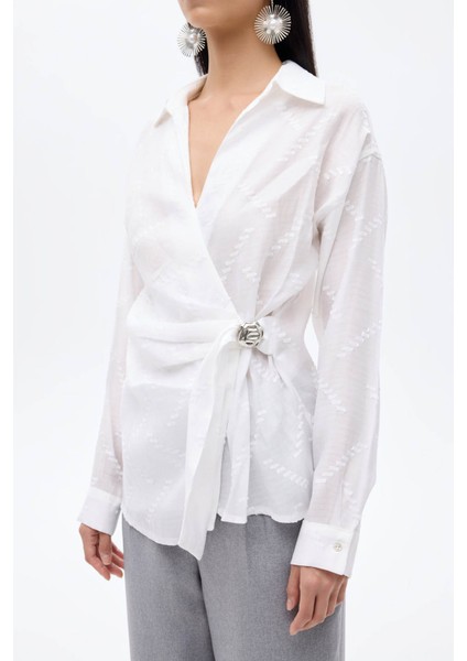 Ekru Kadın Gömlek BLZ00847 modelleri